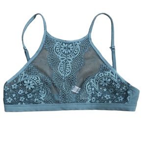 Victoria’s Secret Body by Victoria Muted Teal high neck lace & mesh bralette